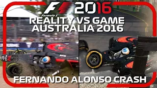 F1 2016 VS REAL LIFE | FERNANDO ALONSO'S AUSTRALIA 2016 CRASH