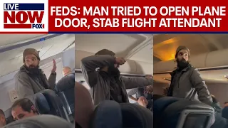 Man tries to open plane door, stab flight attendant midair, officials say | LiveNOW from FOX