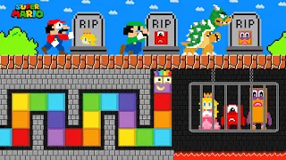 R.I.P Peach & Numberblocks, Mario and Luigi vs Numberblocks Snake Calamity!