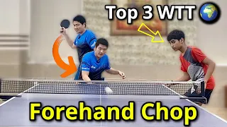 How to make Forehand Chop away from the table | help increase spin for serve