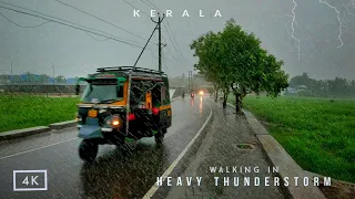 Experience walking in heavy thunderstorm | Kerala | Rain and thunder sounds for sleep