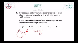 12.Sınıf MEB Fizik Kazanım Kavrama Testi-5 (Çembersel Hareket-5) [2018 -2022] +pdf