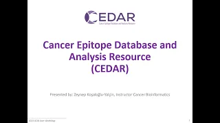 2023 User Workshop – 3.3 – The Cancer Epitope Database & Analysis Resource (CEDAR)