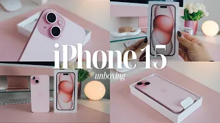 Pink iPhone 15 Unboxing📱🩷 | aesthetic unboxing + new accessories