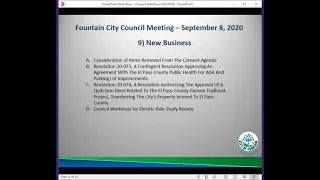 City of Fountain - City Council Meeting - September 8, 2020