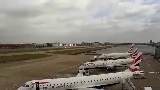 Storm Imogen timelapse London City. Eleven Go-arounds in 2 hours!