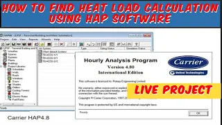 HINDI | Hap Software Heat Load Calculation LIVE PROJECT, Cooling Load Calculation Using Hap Software