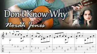 Don't Know Why / Norah Jones - Fingerstyle Guitar | TAB, Lyrics