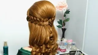 Romantic hairstyle for long hair with french braids