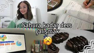 SAHURA KADAR DERS ÇALIŞMA VLOG😴||ara tatilde nasıl çalışıyorum,notlarım