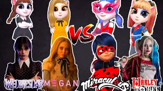 My Talking Angela 2 - New Gameplay l Wednesday Vs M3gan Vs Miraculous Ladybug Vs Harley Quinn 😱