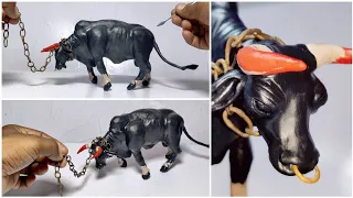 Clay Sculpting : Realistic Gaur Bull Made from Polymer clay, Diy Clay,Clay art,Clay modelling