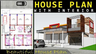 2BHK House with Shop || East facing House plan with Shop, Parking and interior