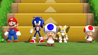 Mario Party 9 Step It Up - Mario vs Sonic vs Tails vs Toad (Master CPU)