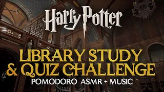 2h STUDY SESSION + HARRY POTTER QUIZ 💡📖 Hogwarts Library Pomodoro Timer, Hogwarts ASMR Productivity