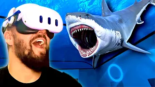 Feeding Sharks in Mixed Reality on Quest 3 is Mind Blowing - Ocean Rift VR