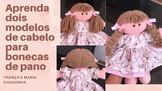 Como fazer cabelo para boneca de pano trança e maria Chiquinha (passo a passo)