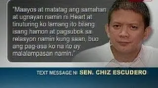 NTG: Sen. Chiz, tumangging magsalita kaugnay sa mga paratang sa kanya ng mga magulang ni Heart