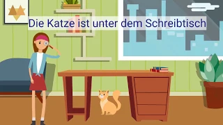 Wo ist die Katze? Lokale Präpositionen + Dativ.  | Learn German | Deutsch lernen| Super Deutsch