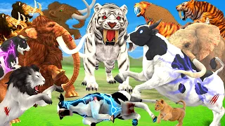 10 Lion Mammoth vs 10 Zombie Cow vs 10 Giant Tiger Attack Lion Cub Save By Woolly Mammoth Elephant