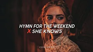 hymn for the weekend x she knows - coldplay & j.cole (edit audio)