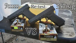 9mm VS 357 sig (Re-test) *Full Size* in ballistics gel