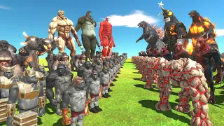 Titan War - Titan Team VS Godzilla Burning + Megalon + Gojira - Animal Revolt Battle Simulator