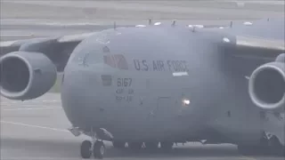 (WEF 2018) US Air Force Boeing C17 Globemaster III at ZRH with live ATC