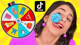 PROBAMOS DESAFÍOS Y TRUCOS VIRALES DE TikTok || Gira la rueda del misterio por 123 GO! CHALLENGE