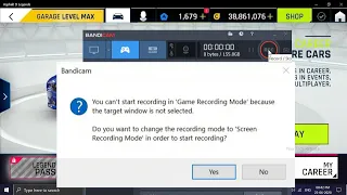 Fixed - target window is not selected Bandicam Asphalt9,can't start recording in Game recording mode