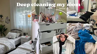 خملت بيتي و جمعت الروينة😮‍💨🧹|clean and ￼￼￼organize my messy room with me