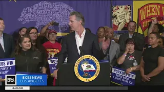 Gov. Newsom signs AB 1228, raising the minimum wage for fast food workers