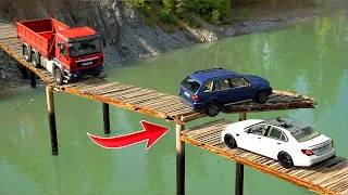 Cars vs Broken Bridge x 100 Speed Bumps x Train Tracks ▶️ BeamNG Drive