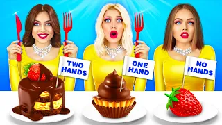 No Hands vs One Hand vs Two Hands Eating Challenge! Epic Moments & Crazy Food Battle by RATATA COOL