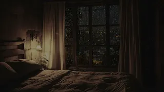 Rainfall at Mountain Window - Serene Night Atmosphere - Deep Sleep - Fall Asleep After 5 Minutes