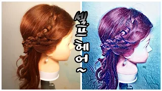 새로운 땋기방법으로 셀프웨딩헤어 해봤어요~ upstyle  hair