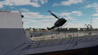 Frigate landing attempt with Huey in DCS