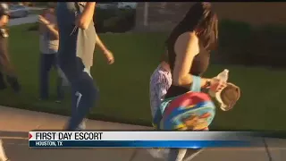 Son of fallen police officer gets special escort to kindergarten