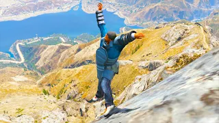 GTA 5 Cliff Drops & Jumps (GTA 5 Crazy Fails, Funny Moments)