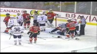 Eager vs Phaneuf Fight/Scrum- Flames Blackhawks Game 3 - April 20 2009