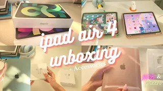 iPad Air 4 Unboxing (Green & Pink) 🍏📦 + Apple Pencil and Accessories {ASMR}