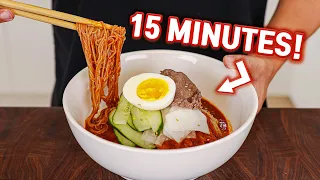 15 MINUTE Korean Spicy Cold Noodles, Easy Bibim Naengmyeon