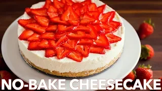 The Best No-Bake Cheesecake Recipe with Strawberry Topping