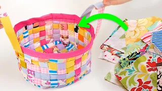 Never throw away leftover fabric scraps! Just make Basket from leftover cloth!
