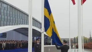 Swedish flag raised at NATO headquarters, cementing its place as the 32nd alliance member