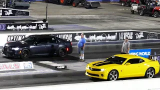 Chrysler 300 SRT8 Sedan Vs. 2010 Chevy Camaro Bumblebee Race - Las Vegas 6-2-2023 - 4K UHD