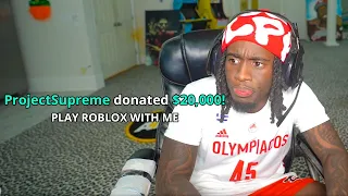 DONATING $20,000 ROBUX TO STREAMERS PLAYING ROBLOX