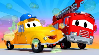 Автомойка Эвакуатора Тома - Пожарный автомобиль Френк заехал в цемент! - детский мультфильм