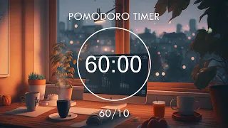Study With Me • 60/10 Pomodoro Timer • Lofi Beats To Study, Productivity • Focus Station