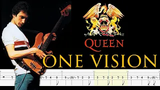 Queen - One Vision (Bass Line + Tabs + Notation) By John Deacon